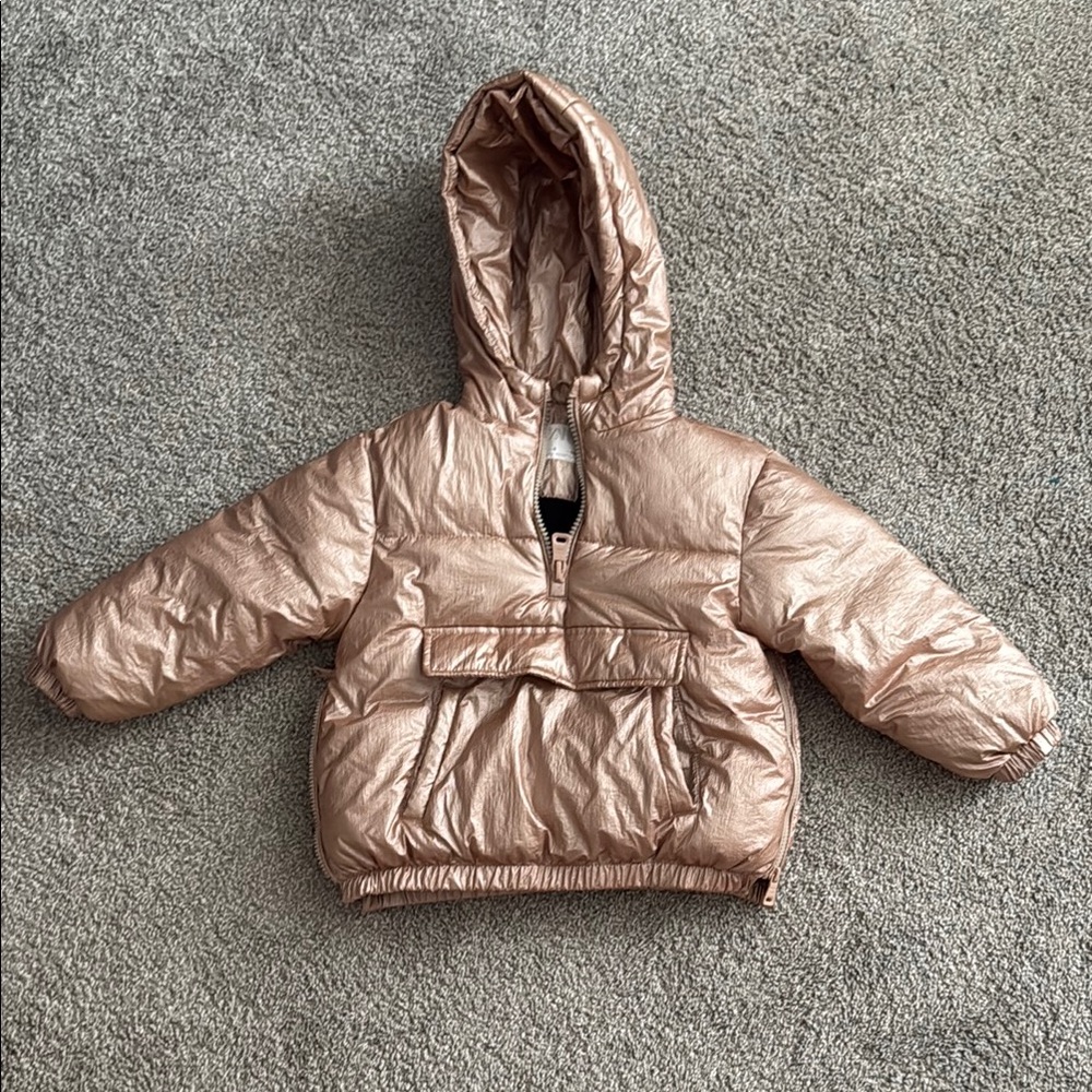 Zara Kids Shiny Bronze Puffer Jacket